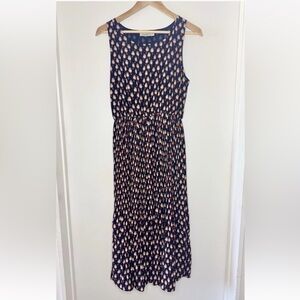 Anthropologie Hazel Women’s Silky Owl Print Pleated Maxi dress LARGE 8 10